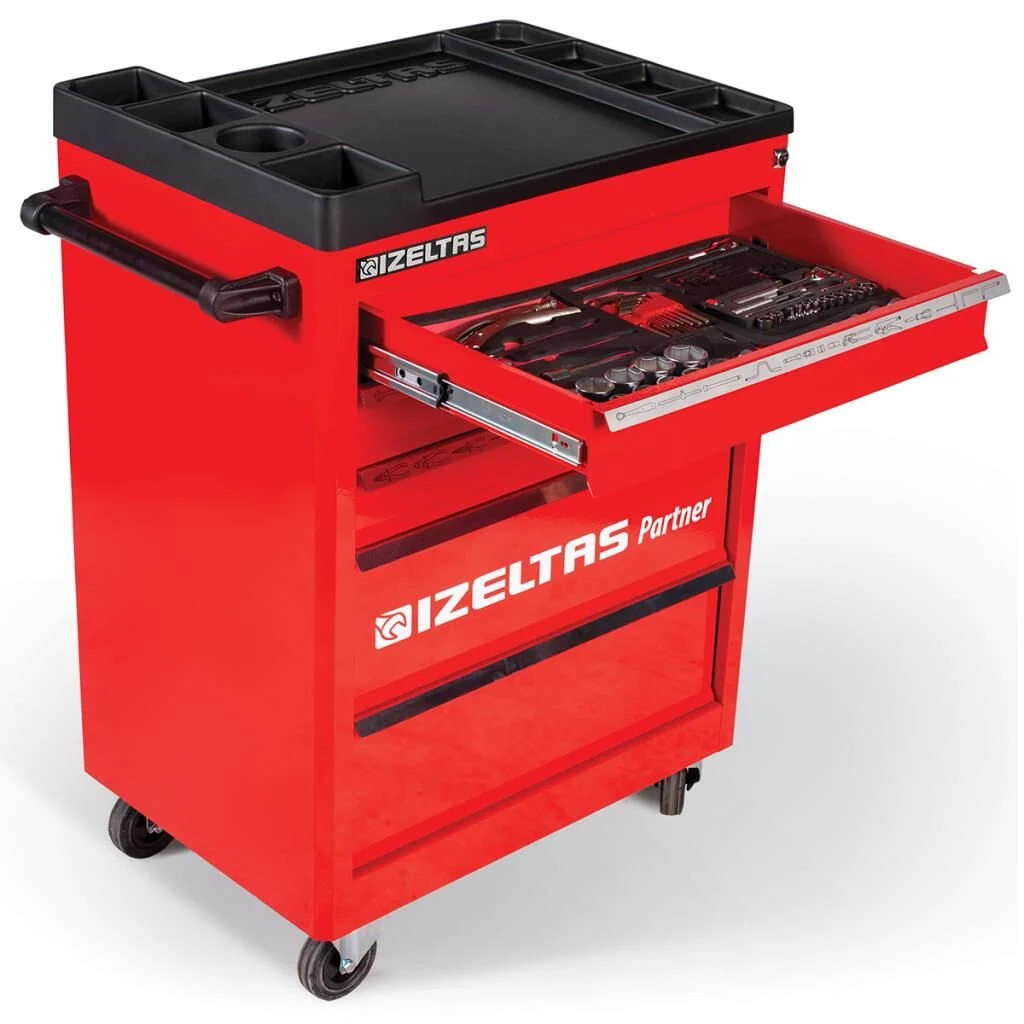 İzeltaş Partner Serisi Mobil Takım Dolabı - 5 Çekmeceli / 118 Parça (Dolu/Full)