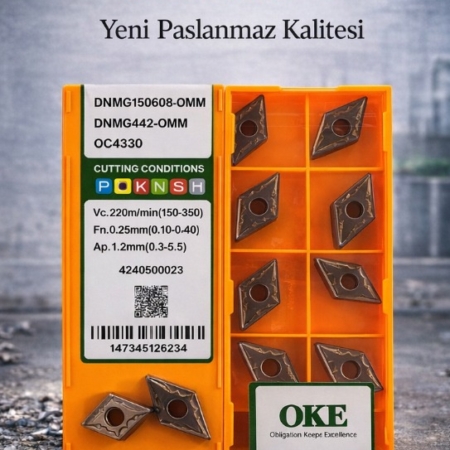 OKE DNMG 150608-OMM OC4330 Karbür Torna Ucu – Paslanmaz Çelik İçin (10’lu Kutu)